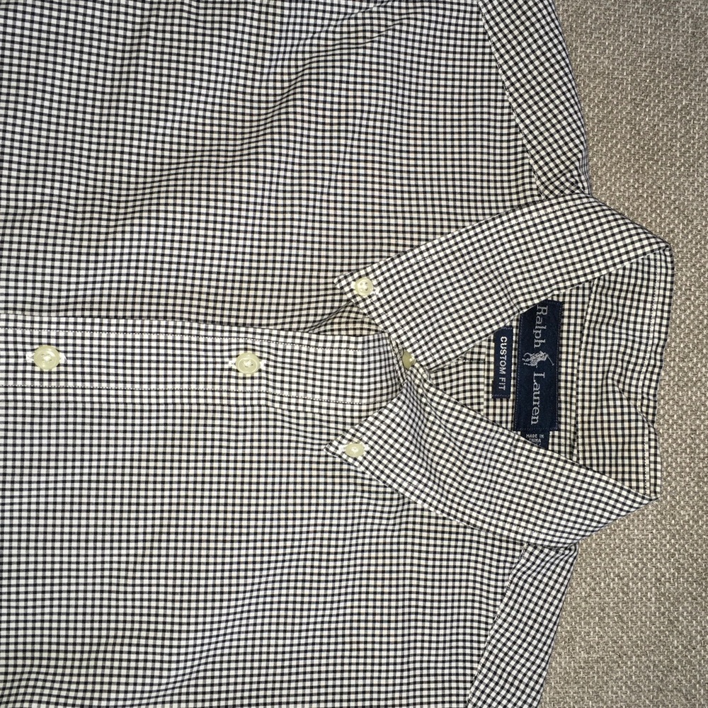 Ralph Lauren Men's Black and White Check Shirt 16 1/2